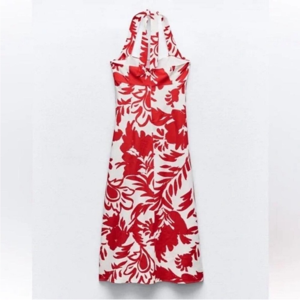 Zara Floral Linen Blend Halter Dress - Picture 3 of 11